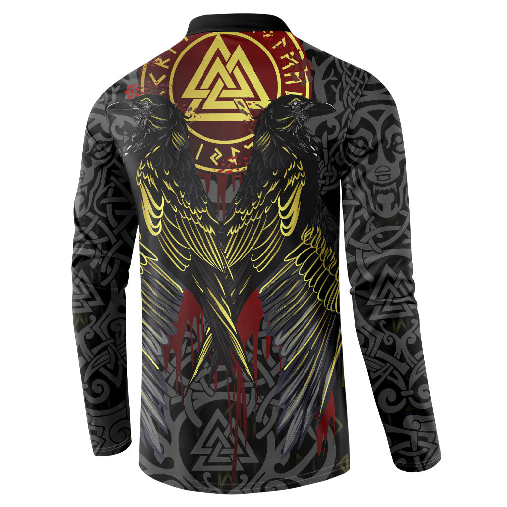 Viking Raven Button Sweatshirt Norse Mythology Celtic Knotwork Rune Winged