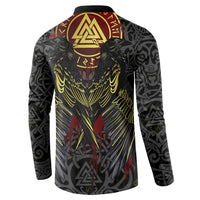 Viking Raven Button Sweatshirt Norse Mythology Celtic Knotwork Rune Winged