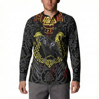 Viking Raven Button Sweatshirt Norse Mythology Celtic Knotwork Rune Winged