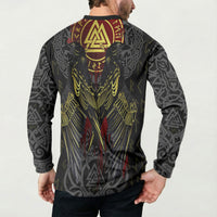 Viking Raven Button Sweatshirt Norse Mythology Celtic Knotwork Rune Winged