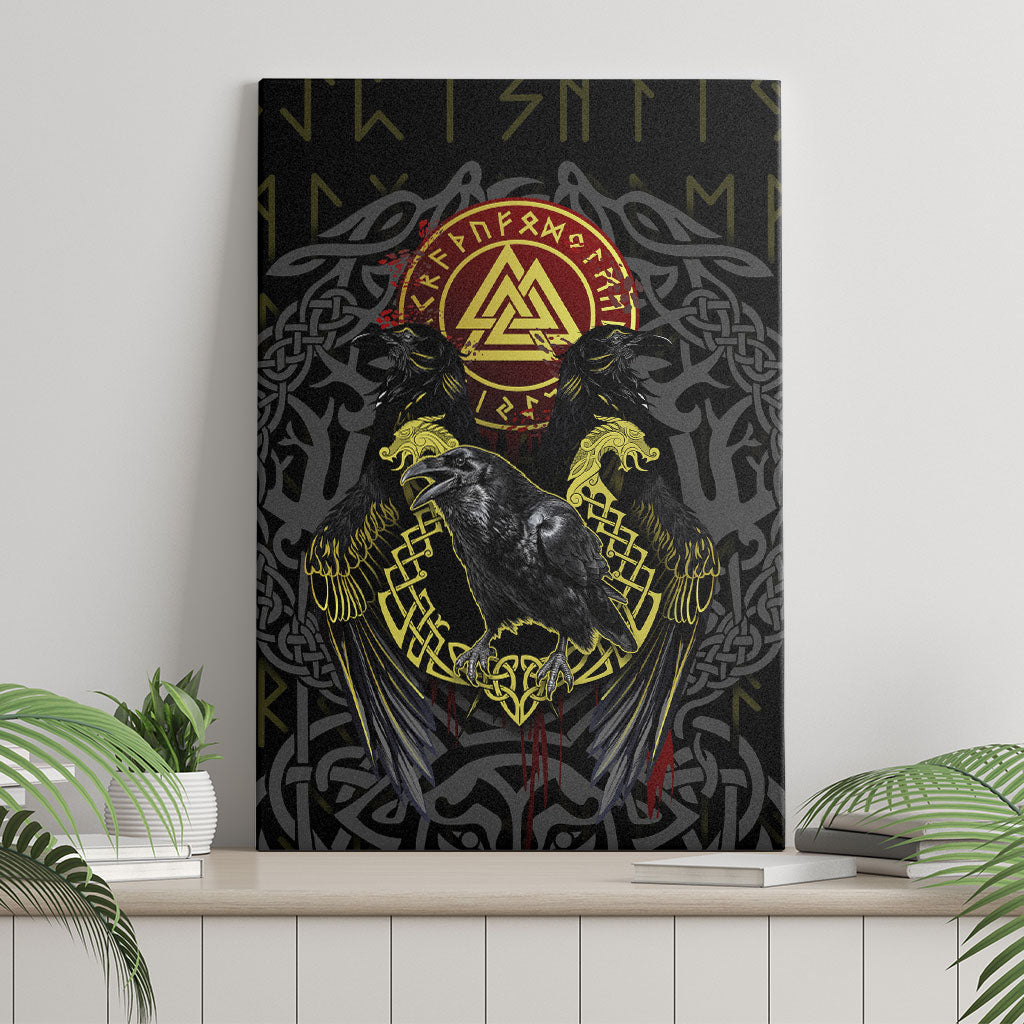 Viking Raven Canvas Wall Art Norse Mythology Celtic Knotwork Rune Winged