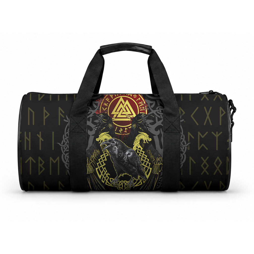 Viking Raven Duffle Bag Norse Mythology Celtic Knotwork Rune Winged