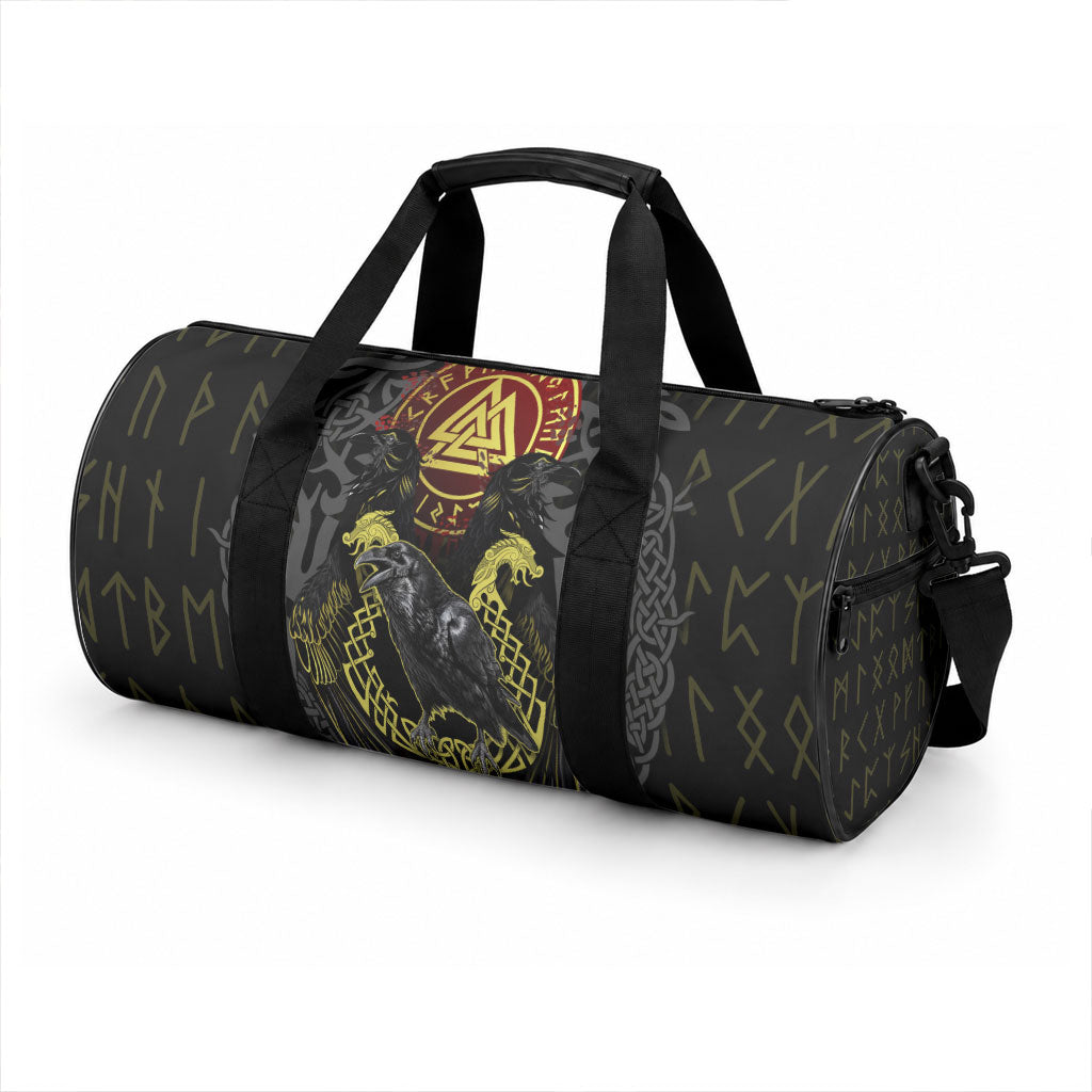 Viking Raven Duffle Bag Norse Mythology Celtic Knotwork Rune Winged