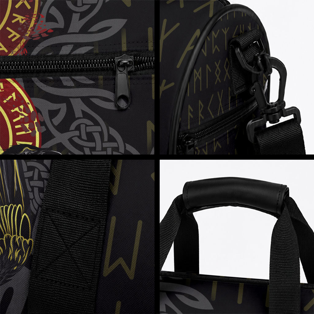 Viking Raven Duffle Bag Norse Mythology Celtic Knotwork Rune Winged