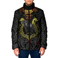 Viking Raven Padded Jacket Norse Mythology Celtic Knotwork Rune Winged