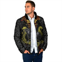 Viking Raven Padded Jacket Norse Mythology Celtic Knotwork Rune Winged