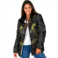 Viking Raven Padded Jacket Norse Mythology Celtic Knotwork Rune Winged