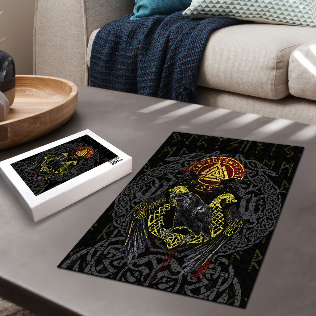 Viking Raven Puzzle Norse Mythology Celtic Knotwork Rune Winged