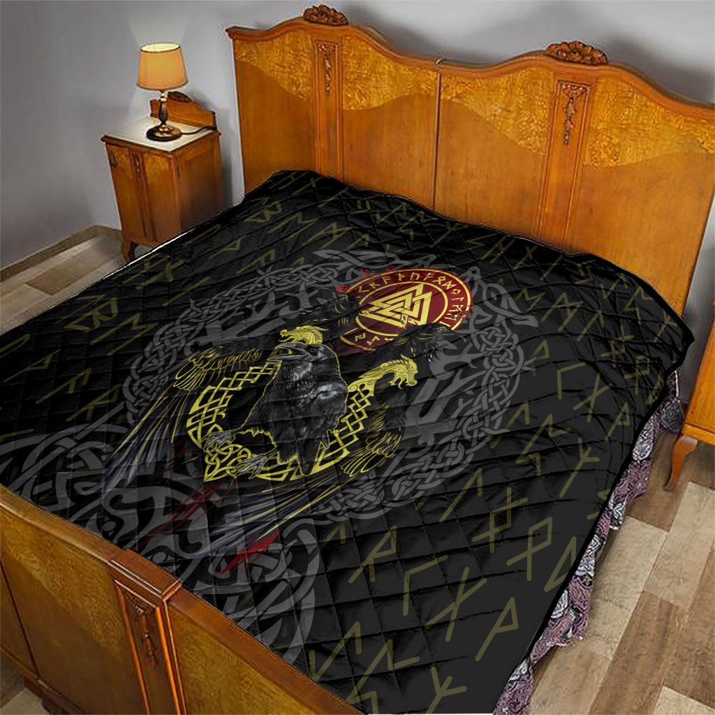 Viking Raven Quilt Norse Mythology Celtic Knotwork Rune Winged
