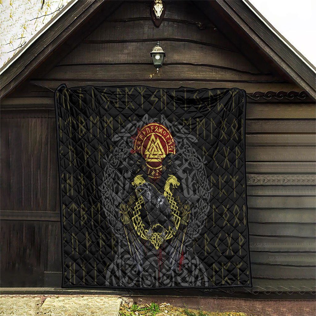 Viking Raven Quilt Norse Mythology Celtic Knotwork Rune Winged