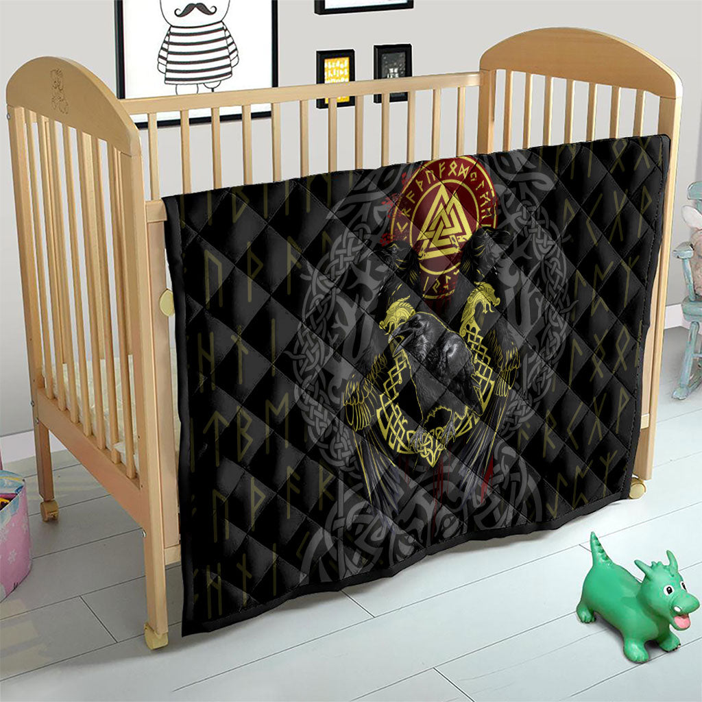 Viking Raven Quilt Norse Mythology Celtic Knotwork Rune Winged