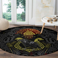 Viking Raven Round Carpet Norse Mythology Celtic Knotwork Rune Winged