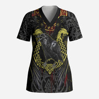 Viking Raven Scrub Top Norse Mythology Celtic Knotwork Rune Winged