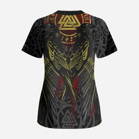 Viking Raven Scrub Top Norse Mythology Celtic Knotwork Rune Winged