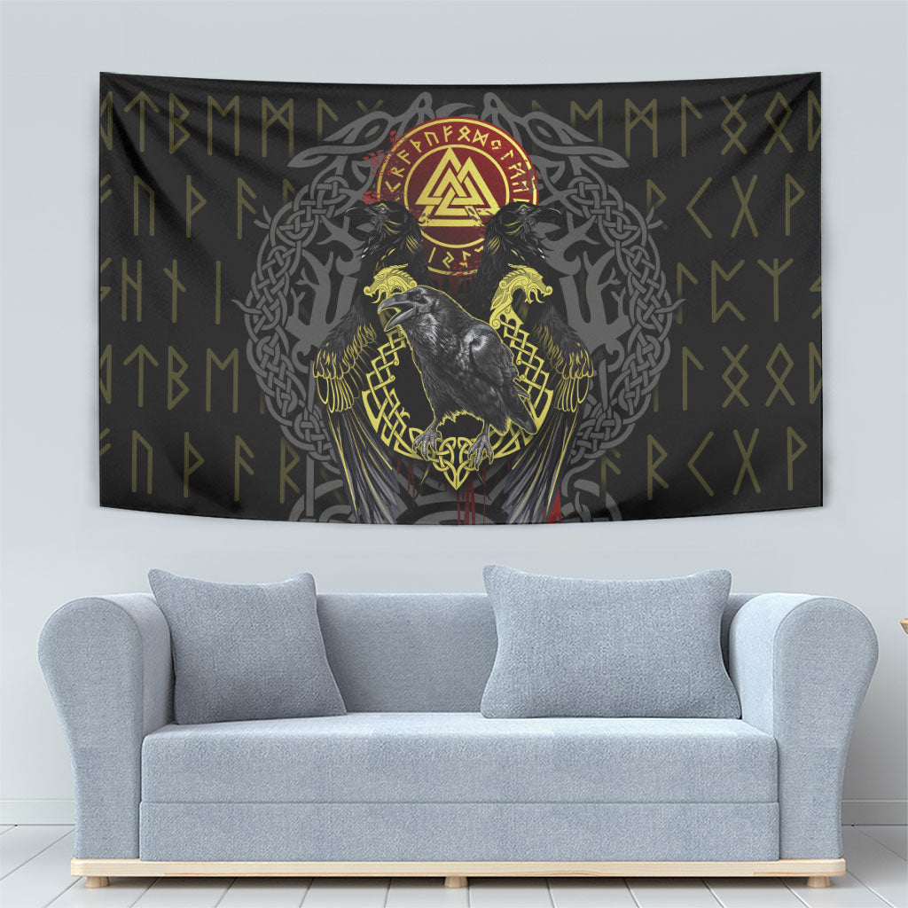 Viking Raven Tapestry Norse Mythology Celtic Knotwork Rune Winged