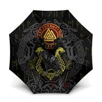 Viking Raven Umbrella Norse Mythology Celtic Knotwork Rune Winged