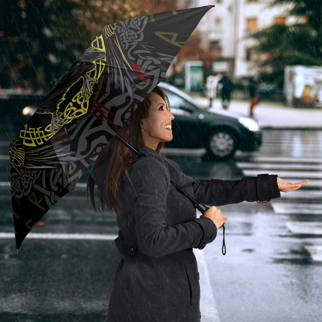 Viking Raven Umbrella Norse Mythology Celtic Knotwork Rune Winged