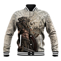 Viking Warrior Axe Baseball Jacket Norse Mythology Vegvisir Celtic Knotwork