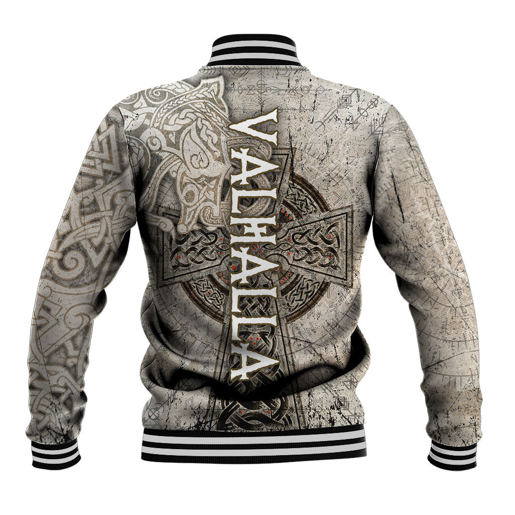 Viking Warrior Axe Baseball Jacket Norse Mythology Vegvisir Celtic Knotwork
