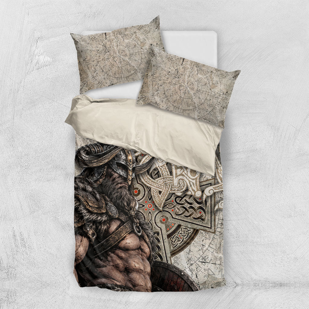 Viking Warrior Axe Bedding Set Norse Mythology Vegvisir Celtic Knotwork