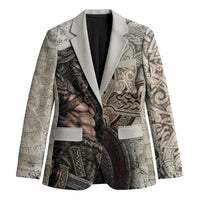 Viking Warrior Axe Blazer Norse Mythology Vegvisir Celtic Knotwork