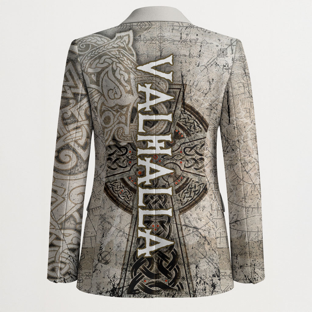 Viking Warrior Axe Blazer Norse Mythology Vegvisir Celtic Knotwork