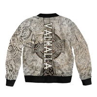 Viking Warrior Axe Bomber Jacket Norse Mythology Vegvisir Celtic Knotwork