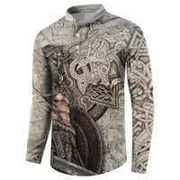 Viking Warrior Axe Button Sweatshirt Norse Mythology Vegvisir Celtic Knotwork