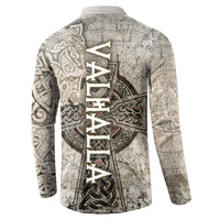 Viking Warrior Axe Button Sweatshirt Norse Mythology Vegvisir Celtic Knotwork