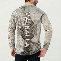 Viking Warrior Axe Button Sweatshirt Norse Mythology Vegvisir Celtic Knotwork
