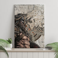 Viking Warrior Axe Canvas Wall Art Norse Mythology Vegvisir Celtic Knotwork