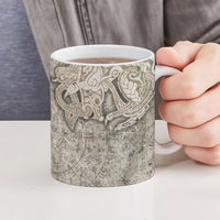 Viking Warrior Axe Ceramic Mug Norse Mythology Vegvisir Celtic Knotwork