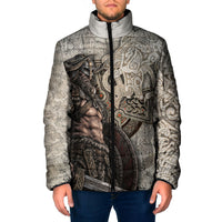 Viking Warrior Axe Padded Jacket Norse Mythology Vegvisir Celtic Knotwork