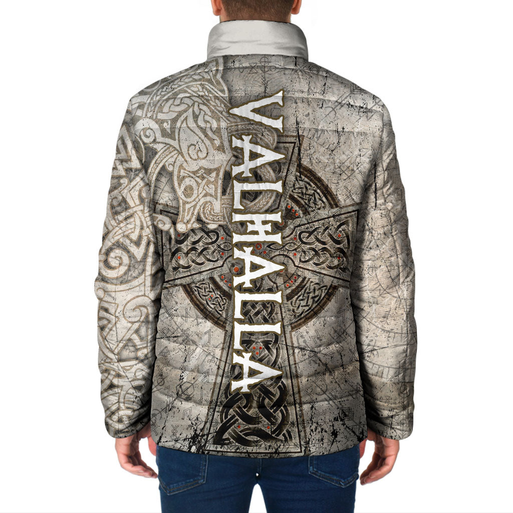 Viking Warrior Axe Padded Jacket Norse Mythology Vegvisir Celtic Knotwork