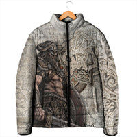 Viking Warrior Axe Padded Jacket Norse Mythology Vegvisir Celtic Knotwork