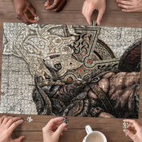 Viking Warrior Axe Puzzle Norse Mythology Vegvisir Celtic Knotwork