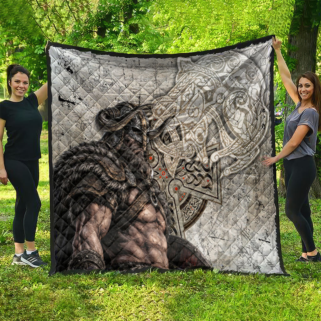 Viking Warrior Axe Quilt Norse Mythology Vegvisir Celtic Knotwork