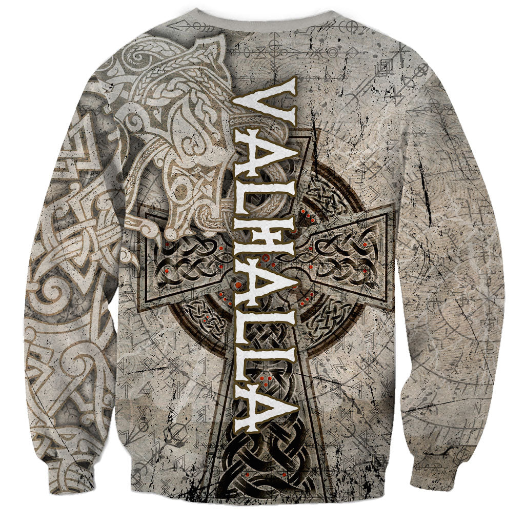 Viking Warrior Axe Sweatshirt Norse Mythology Vegvisir Celtic Knotwork