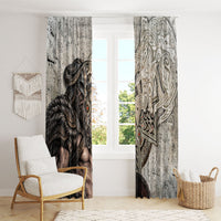 Viking Warrior Axe Window Curtain Norse Mythology Vegvisir Celtic Knotwork