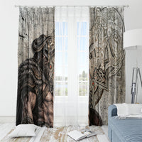 Viking Warrior Axe Window Curtain Norse Mythology Vegvisir Celtic Knotwork