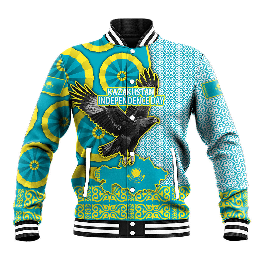 Kazakhstan Independence Day Baseball Jacket Eagle Leopard Traditional Kazakh Souvenir