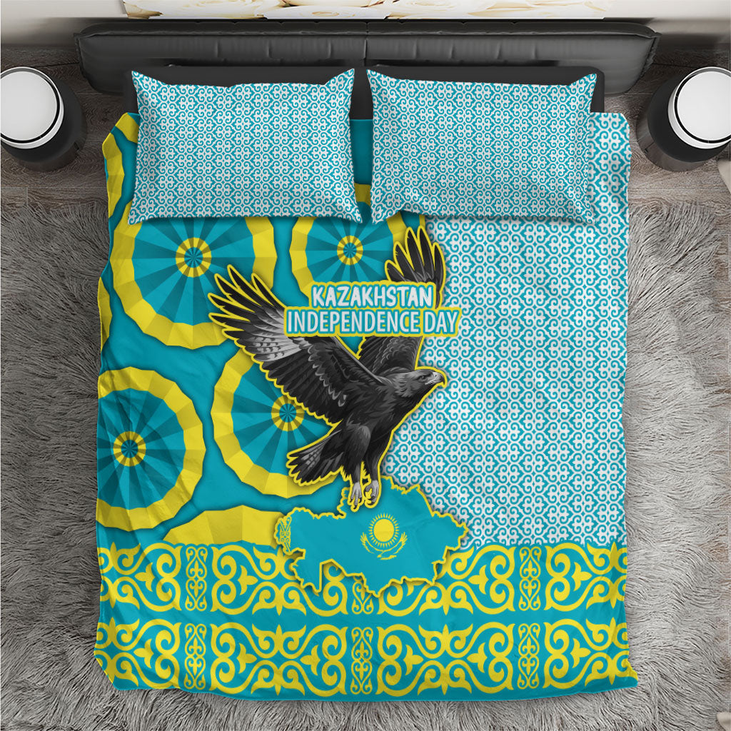 Kazakhstan Independence Day Bedding Set Eagle Leopard Traditional Kazakh Souvenir