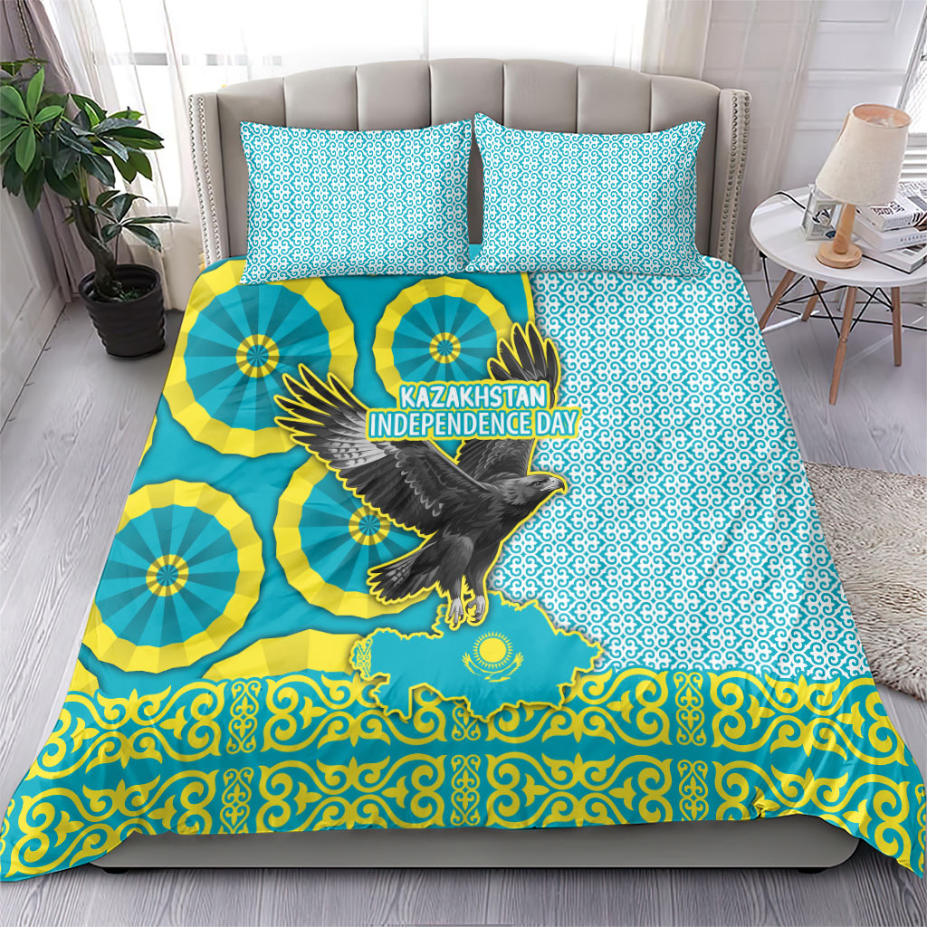 Kazakhstan Independence Day Bedding Set Eagle Leopard Traditional Kazakh Souvenir