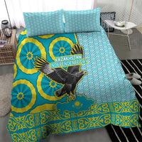 Kazakhstan Independence Day Bedding Set Eagle Leopard Traditional Kazakh Souvenir