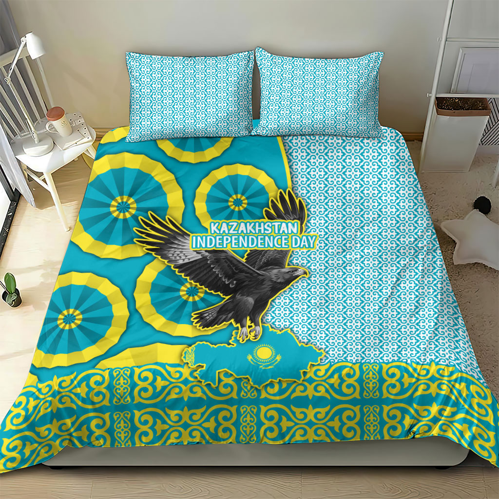 Kazakhstan Independence Day Bedding Set Eagle Leopard Traditional Kazakh Souvenir