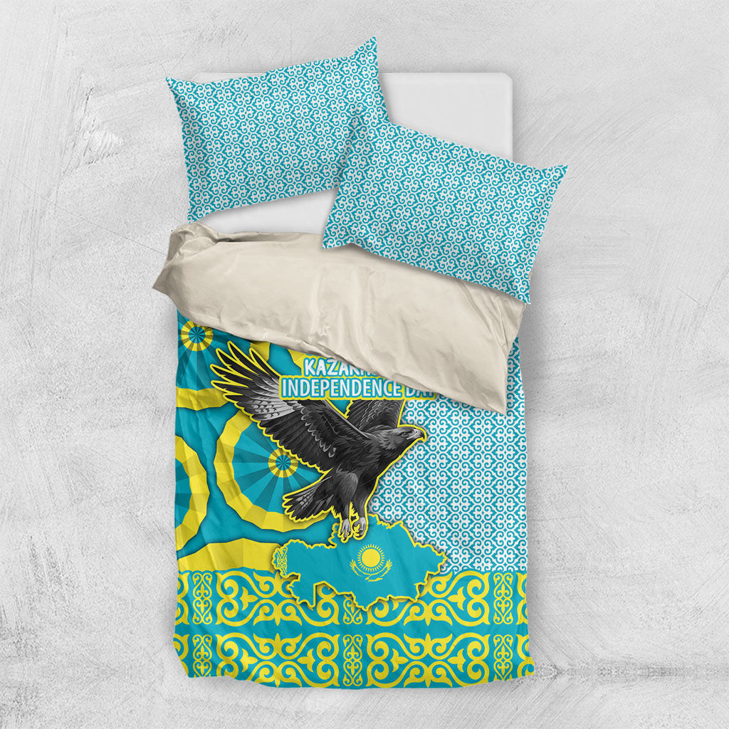 Kazakhstan Independence Day Bedding Set Eagle Leopard Traditional Kazakh Souvenir