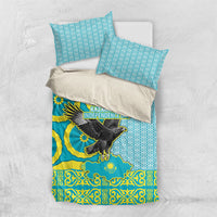 Kazakhstan Independence Day Bedding Set Eagle Leopard Traditional Kazakh Souvenir