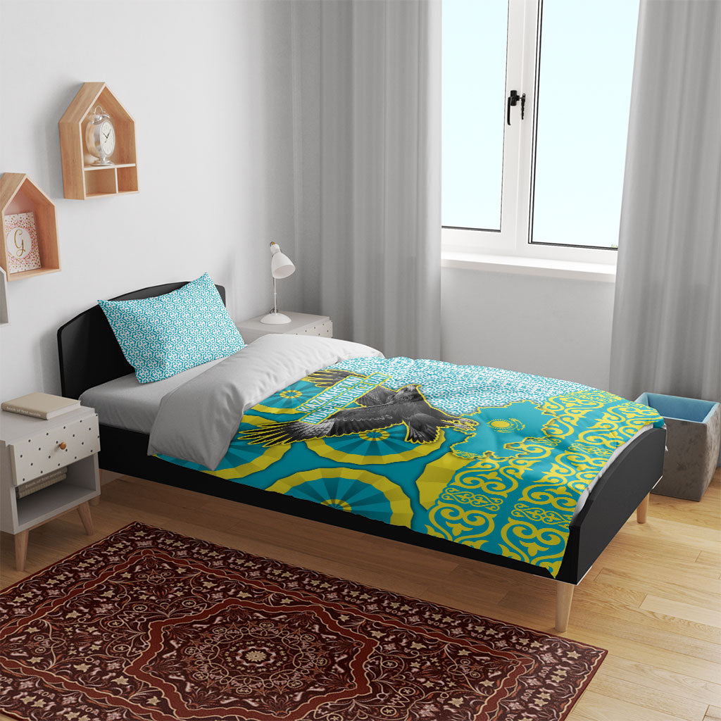 Kazakhstan Independence Day Bedding Set Eagle Leopard Traditional Kazakh Souvenir