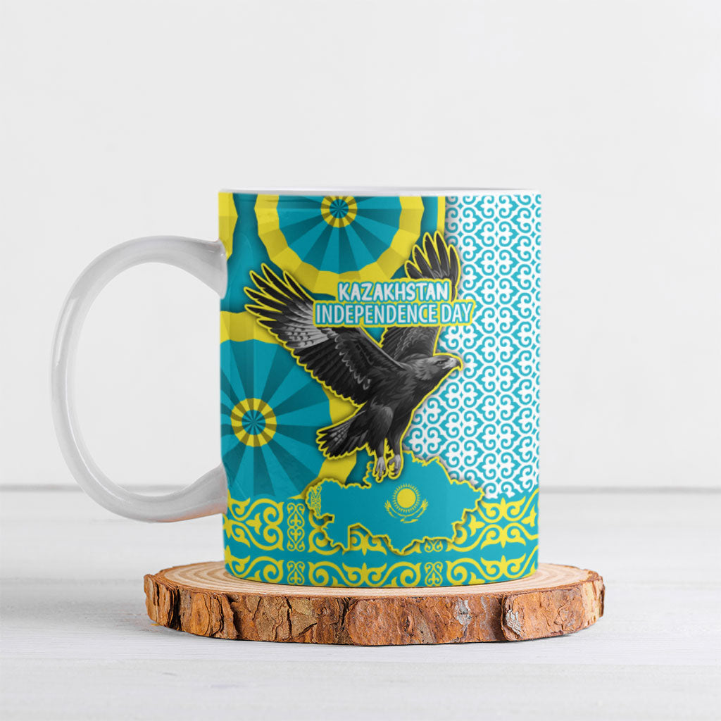 Kazakhstan Independence Day Ceramic Mug Eagle Leopard Traditional Kazakh Souvenir