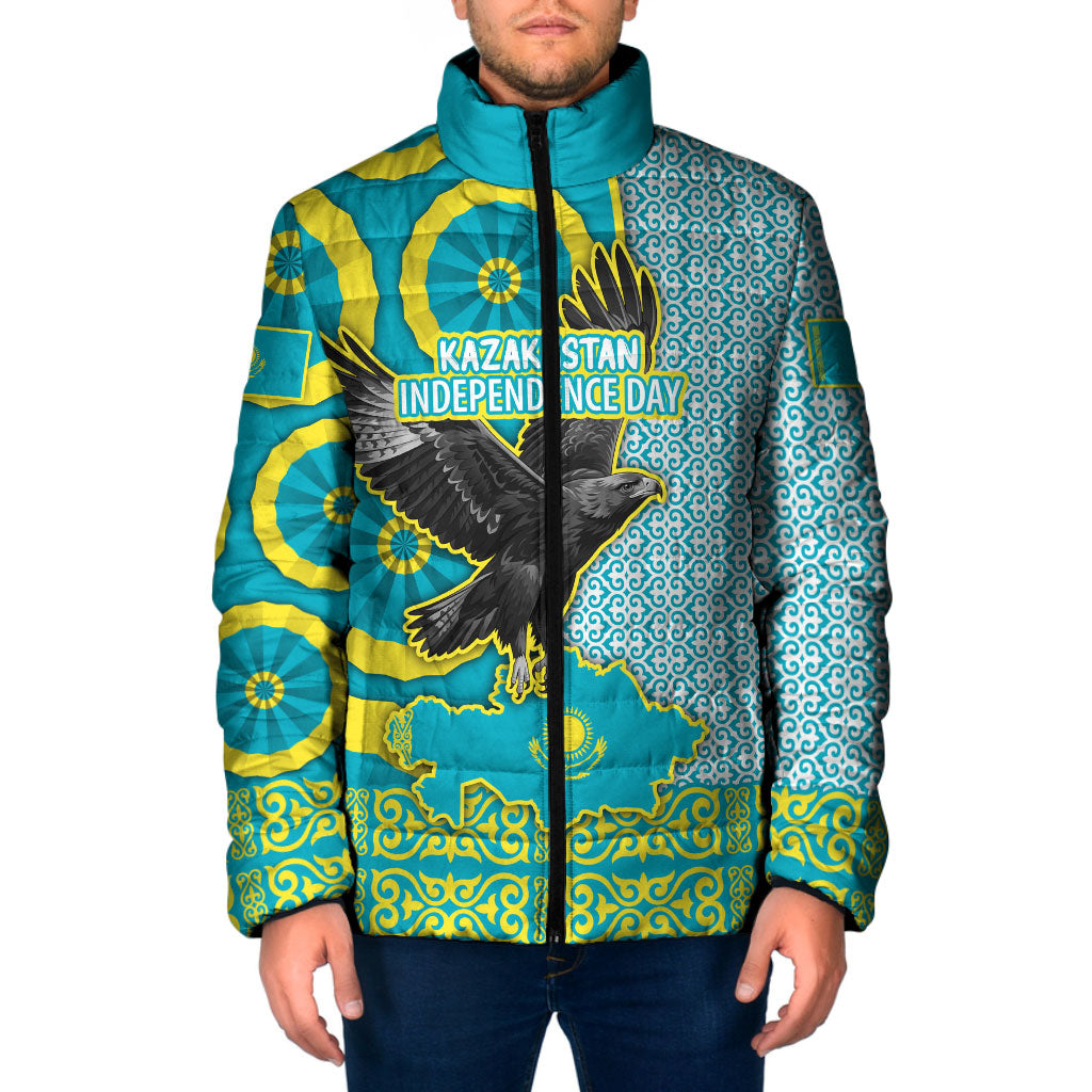 Kazakhstan Independence Day Padded Jacket Eagle Leopard Traditional Kazakh Souvenir